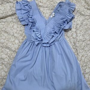 Entro Light Blue Ruffle Mini Dress